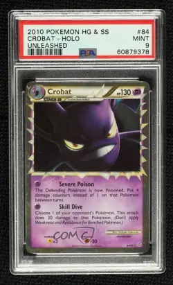 Crobat Prime Holo Pokemon HeartGold & SoulSilver Unleashed PSA 9 MINT 2010 - Image 1
