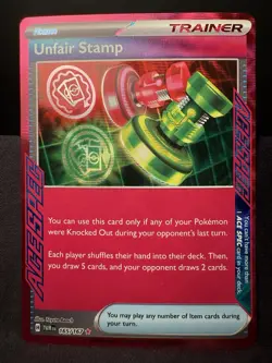 Unfair Stamp 165/167 – ACE SPEC Rare – 2024 Pokemon SV: Twilight Masquerade - Image 1