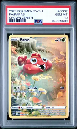 2023 POKEMON SWORD & SHIELD CROWN ZENITH #GG32 FULL ART/PARAS PSA 10 - Image 1
