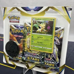 Brilliant Stars 3 Pack Blister Leafeon Promo Pokemon TCG Sword & Shield 820650850011 - Image 2