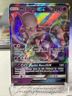 Pokemon TCG Mewtwo GX SM196 Detective Pikachu lp crease - Image 1