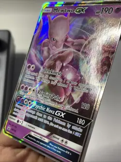 Pokemon TCG Mewtwo GX SM196 Detective Pikachu lp crease - Image 4
