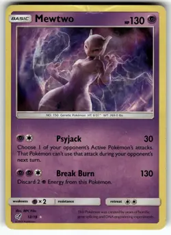 Mewtwo 12/18 Detective Pikachu HP Pokemon Card TCG - Image 1