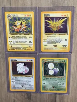 Pokemon TCG 4 Card Holo Lot - Jolteon + Zapdos + Clefairy + Jumpluff WOTC - Image 1