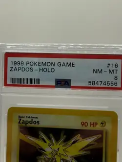 Pokemon TCG 1999 Zapdos 16/102 Base Set Holo Rare Card Stock PSA 8 - Image 3