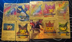 Pokemon Gold Metal Cosplay Card Lot GX VMAX Pikachu Charizard Raichu Lucario 10 - Image 1