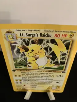 Pokemon Lt. Surge's Raichu Holo Rare 1st Edition Gym Challenge 11/132 80 HP - Image 2