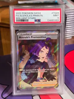 Acerola's Premonition Full Art TG24 - 2022 Pokemon Brilliant Stars PSA 9 Mint - Image 1
