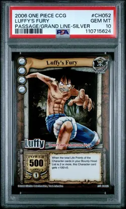 2006 One Piece CCG Luffy CH052 LUFFY'S FURY GRAND LINE SILVER FOIL PSA 10 - Image 1