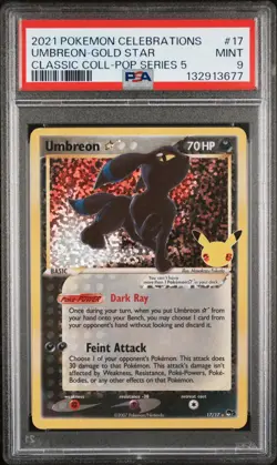 2021 POKEMON CELEBRATIONS CLASSIC COLLECTION #17 UMBREON-GOLD STAR PSA 9 - Image 1