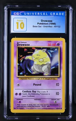 Drowzee 1999 Pokemon Base Set Unlimited #49 CGC Pristine 10 Vintage - Image 1