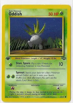 Pokemon TCG Oddish Jungle 58/64 Regular 1st Edition Common LP - Image 1