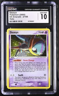 CGC 10 GEM MINT Deoxys 2005 EX Emerald 2/106 Holo Pokemon Card - Image 1