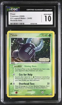 CGC 10 Pinsir 2006 EX Legend Maker 24/92 Reverse Holo STAMPED Pokemon Card - Image 1