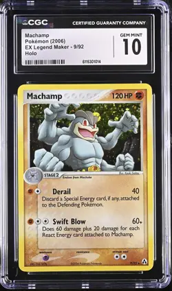 CGC 10 GEM MINT Machamp 2006 EX Legend Maker 9/92 Holo Pokemon Card - Image 1