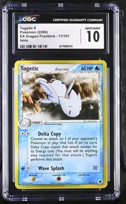 CGC 10 GEM MINT Togetic 2006 EX Dragon Frontiers 11/101 Holo Pokemon Card - Image 1