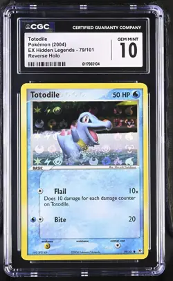 CGC 10 GEM MINT Totodile 2004 EX Hidden Legends 79/101 Reverse Holo Pokemon Card - Image 1