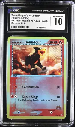 CGC 10 Team Magma's Houndour Team Magma Vs Aqua 62/95 Reverse Holo Pokemon Card - Image 1