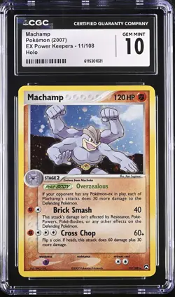 CGC 10 GEM MINT Machamp 2007 EX Power Keepers 11/108 Holo Pokemon Card - Image 1