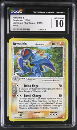 CGC 10 GEM MINT Armaldo 2006 EX Holon Phantoms 1/110 Holo Pokemon Card - Image 1