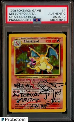 Mitsuhiro Arita Signed 1999 Pokemon Game #4 Charizard Holo PSA/DNA AUTH AUTO 10 - Image 1