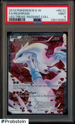 2013 Pokemon B & W Legendary Treasures Radiant Coll #RC22 Reshiram FA PSA 9 - Image 1