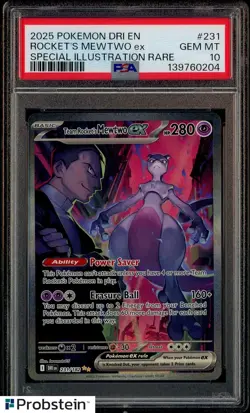 2025 Pokemon Dri En Special Illustration Rare #231 Rocket's Mewtwo Ex PSA 10 - Image 1