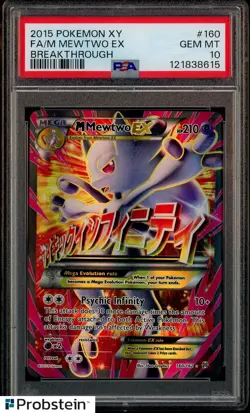 2015 Pokemon XY Breakthrough #160 M Mewtwo Ex Fa PSA 10 GEM MINT - Image 1