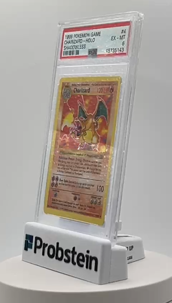 1999 Pokemon Game Charizard HOLO SHADOWLESS #4 PSA 6 EX-MT - Image 2