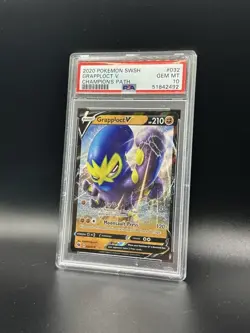 PSA 10 GEM MT Grapploct V 032 2020 Pokemon SWSH Champions Path Full Art - Image 1