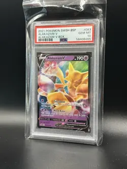 PSA 10 GEM MT Alakazam V 083 2021 Pokemon SWSH Black Star Promo V Box - Image 1