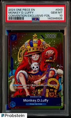 2024 One Piece EN Convention Exclusive Foil #043 Monkey D. Luffy PSA 10 GEM MINT - Image 1