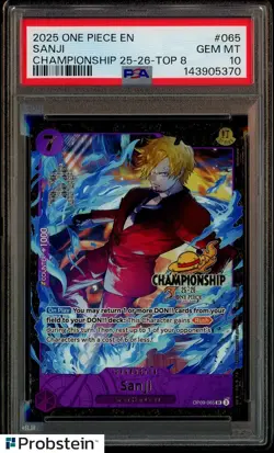 2025 One Piece EN Championship 25-26 #065 Sanji Top 8 PSA 10 GEM MINT - Image 1