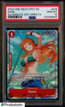 2022 One Piece OP01 Alternate Art Errata #016 Nami PSA 10 GEM MINT - Image 1