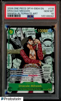 2026 One Piece OP14-EB04 En Manga Alternate Art #119 Dracule Mihawk PSA 10 - Image 1