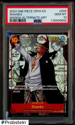2024 One Piece P09 EN Manga Alternate Art #004 Shanks PSA 10 GEM MINT - Image 1