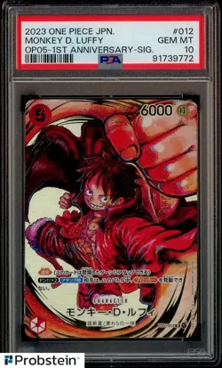 2023 One Piece Japanese OP05 1st Anniversary Signature Monkey D. Luffy PSA 10 - Image 1