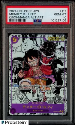 2024 One Piece Japanese OP09 Manga Alternate Art #119 Monkey D. Luffy PSA 10 - Image 1