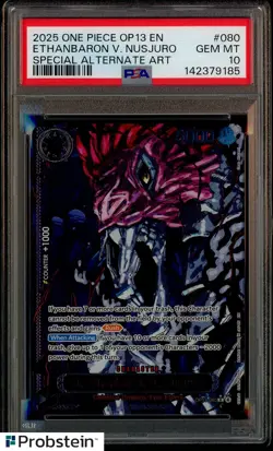 2025 One Piece OP13 Special Alt Art Demon God #080 Ethanbaron V. Nusjuro PSA 10 - Image 1
