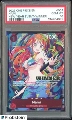 2025 One Piece EN New Year Event Winner Nami #007 PSA 10 GEM MINT - Image 1