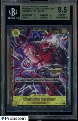 2022-24 One Piece Promos OP03123 Charlotte Katakuri P Regional Top 16 BGS 10 - Image 1