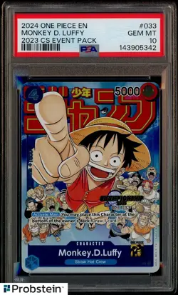 2024 One Piece English #033 Monkey D. Luffy 2023 CS Event Pack PSA 10 GEM MINT - Image 1