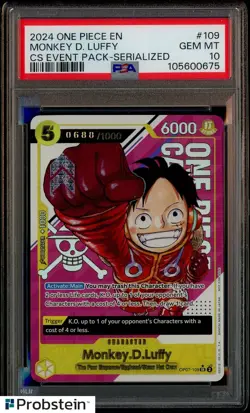 2024 One Piece CS Event Pack Serialized 0688/1000 #109 Monkey D. Luffy PSA 10 - Image 1