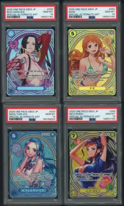 Lot (4) PSA 10 EB03 Heroines One Piece SP Boa Hancock Nami Nico Robin Vivi 2025 - Image 1