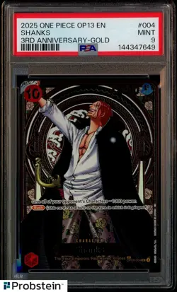 2025 One Piece OP13 Gold Shanks 3rd Anniversary Carrying On His Will #004 PSA 9 - Image 1