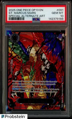 2025 One Piece OP13 Special Alt Art Demon God #091 St. Marcus Mars PSA 10 - Image 1