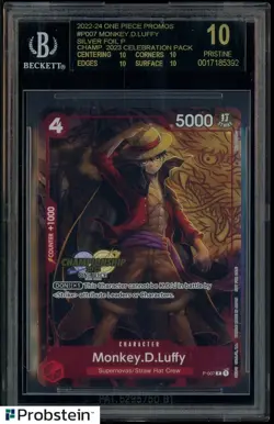2022-24 One Piece Promos P007 Monkey D. Luffy Silver Chmpsp BGS 10 BLACK LABEL - Image 1