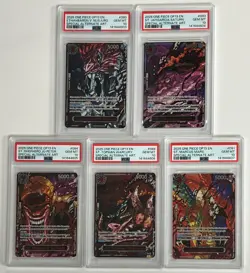 Lot (5) PSA 10 Five Elders Demon God Pack One Piece Sequential AA PSA 10 Set - Image 1