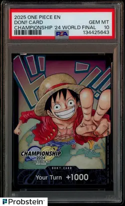 2025 ONE PIECE JPN CHAMPIONSHIP '24 WORLD FINAL DON!! CARD MONKEY D LUFFY PSA 10 - Image 1