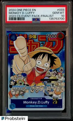 2024 One Piece EN 2023 CS Event Pack Finalist #033 Monkey D. Luffy PSA 10 GEM MT - Image 1
